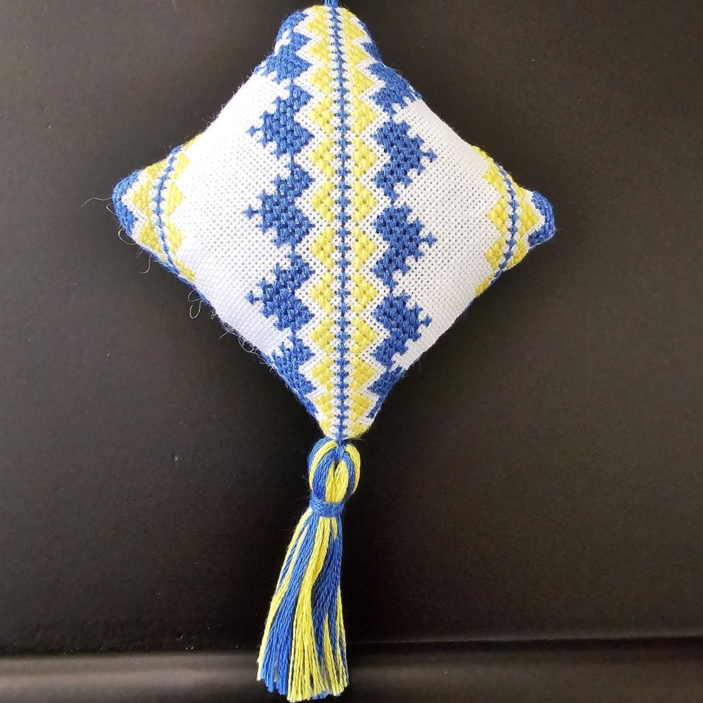 Handmade Cross Stitch Eastern European Pattern Ornament